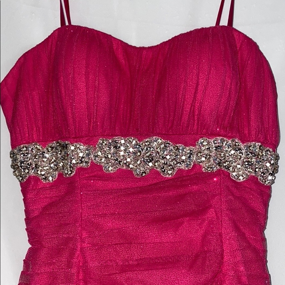 Spaghetti strap chiffon glitter dress